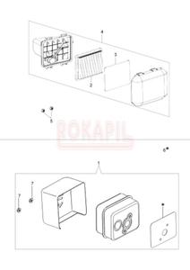 Filtr powietrza, tumik, obudowa filtra - kosiarki spalinowej Oleo- Mac G 44 PK ESSENTIAL (silnik K600- AUTOCHOKE)- schemat - 2862456216