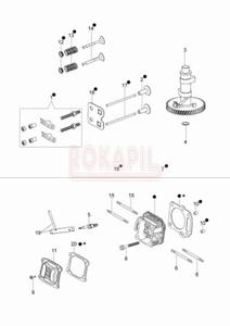 Cylinder, uszczelka cylindra, wieca, pokrywa, szpilka, ruba, cigno, zawr, waek rozrzdu - kosiarki spalinowej Oleo- Mac G 44 TK (K500)- schemat - 2862456225