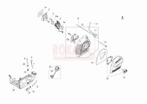 Ganik/ Zbiornik paliwa/ Filtr - korek paliwa, przewd paliwa, zawr odpowietrznika, dwignia ssania, uszczelka, pokrywa filtra powietrza - Kosy spalinowej Oleo-Mac - BC 241 T - schemat - 2862456261