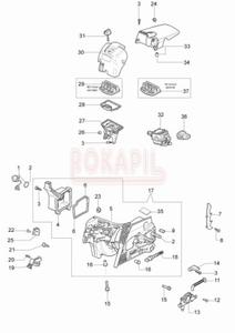 Skrzynia korbowa, pompa olejowa, GANIK, filtr powietrza, napinacz acucha, korek oleju, odpowietrznik, filtr oleju, podstawa filtra, pokrywa grna- czci pilarki Oleo-Mac GS 410 CX- schemat - 2862456280