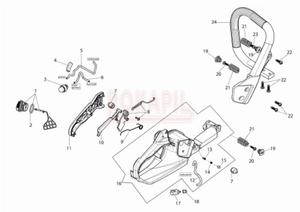 Uchwyt, filtr paliwa, dwignia gazu, amortyzator, zbiornik paliwa, korek paliwa - czci pilarki spalinowej OleoMac GS 411 - schemat - 2862456288