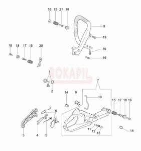 Uchwyt, filtr paliwa, dwignia gazu, amortyzator, zbiornik paliwa, korek paliwa - czci pilarki spalinowej OleoMac GS 440 - schemat - 2862456313