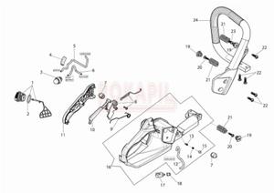 Uchwyt, filtr paliwa, dwignia gazu, amortyzator, zbiornik paliwa, korek paliwa - czci pilarki spalinowej OleoMac GS 451 - schemat - 2862456319