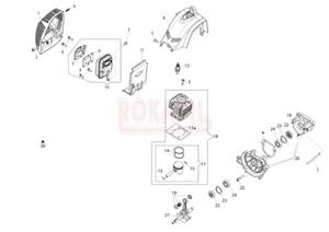 Silnik czci - cylinder, tok, piercienie, zabezpieczenia, skrzynia korbowa, korbowd, oyska, tumik, uszczelniacze, uszczelka, wieca - Noyc do ywopotu Oleo Mac BC 240 H - 2862456327