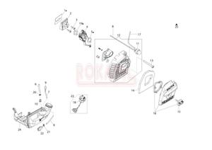 Filtr powietrza, GANIK, kolektor, uszczelki ganika, podstawa filta, pompka, filtr paliwa, korel paliwa, zbiornik paliwa, przewpdy- Noyc do ywopotu Oleo Mac BC 240 H - schemat - 2862456329