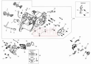 Skrzynia korbowa, pompa olejowa, GANIK, filtr powietrza, napinacz acucha, korek oleju, odpowietrznik, filtr oleju, podstawa filtra, pokrywa grna- czci pilarki Oleo-Mac GSH 400- schemat - 2862456338