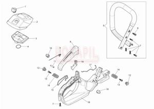 Uchwyt, filtr paliwa, dwignia gazu, amortyzator, zbiornik paliwa, FILTR POWIETRZA - czci pilarki spalinowej OleoMac GSH 400 - schemat - 2862456339