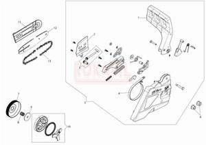 Hamulec, bben sprzga, sprzgo, zabezpieczenie, prowadnica, acuch, spryna, dwignia hamulca- czci- pilarki Oleo-Mac GSH 400 - schemat - 2862456340