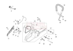 Uchwyt, filtr paliwa, dwignia gazu, linka gazu, amortyzator, zbiornik paliwa, przewd paliwa - czci pilarki spalinowej OleoMac GS 651 - schemat - 2862456418