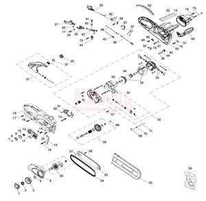 Czci - napinacz, zbatka, prowadnica, acuch, osona, ruba, silnik, koo napdowe pilarki elektrycznej Oleo-Mac GS 200 E - schemat - 2862456423