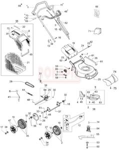 Czci korpusu - n, piasta noa, kosz na traw, linka gazu, linka hamulca, linka napdu, ruba, koo, pasek napdu, przekadnia napdu, uchwyt, dwignia, podkadka- kosiarki spalinowej Oleo- Mac G 48 TBQ COMFORT PLUS (silnik B&S seria 550e)- schemat - 2862456525