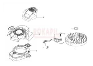 Koo magnesowe, cewka zaponowa, pokrywa - silnik K 605 Emak - schemat - 2862456685