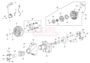 Ukad zaponowy - rozrusznik, koo linowe, spryna rozrusznika, zabieraki, koo magnesowe, cewka zaponowa, sprzgo Kosy spalinowej Oleo-Mac - BC 530 T - schemat - 2862456771