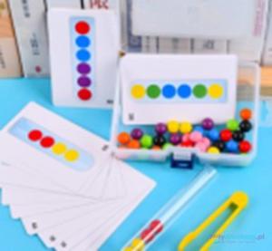 Ukadanka edukacyjna Montessori kolorowe kulki nauka liczenia nauka kolorw zestaw XXl 66 el. - 2874589431