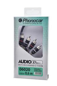 KABEL SYGNAOWY RCA 2xEKRAN+STER 0,60M AUDIO DUE "PHONOCAR" - 2846332599