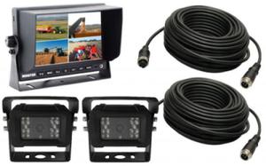 Zestaw 2 x kamera cofania 18 diod IR + Monitor HD 7" 12V/24V 15m 4-PIN - 2870328987