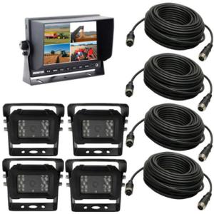 Zestaw 4x kamera cofania 18 diod IR + Monitor QUAD HD 7" 12V/24V 15m 4-PIN - 2870328988