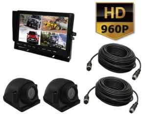 Zestaw AHD 2 x opywowa kamera cofania 720P + 2 x 15m + Monitor 10" QUAD 12V/24V 4-PIN - 2870328990