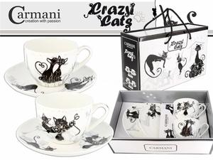 FILIANKI PORCELANOWE CARMANI ze spodkami - Crazy Cats - KOTY I - KOMPLET 2 Szt. - 2868988239