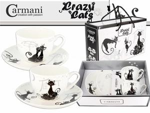 FILIANKI PORCELANOWE CARMANI ze spodkami - Crazy Cats - KOTY II - KOMPLET 2 Szt.