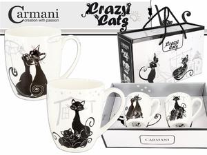 KUBKI PORCELANOWE Czarne Koty CRAZY CATS I - KPL. 2 SZT. - 2874208975