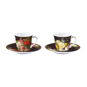 PORCELANOWE FILIANKI ESPRESSO ze SPODKAMI Victorian Garden - Kwiaty KOMPLET 2 SZT. - 2859802651