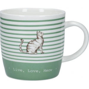 DUY KUBEK PORCELANOWY Szary Kot - Live, Love, Meow - 2859802949