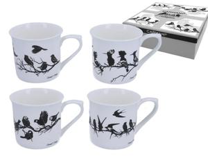 KUBKI PORCELANOWE CARMANI Birds - Ptaki / czarno-biae - KOMPLET 4 SZT. - 2869515031