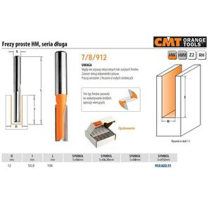 CMT FREZ PROSTY DUGI HM D=12 I=50,8 L=108 S=12