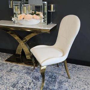 Krzeso glamour Tiffany Gold White - zote krzeso tapicerowane biae - 2876906735