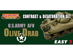 Zestaw kamuflaowych farb LifeColor MS03 U.S. ARMY AFV OLIVE DRAB - 2824063057