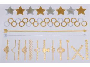 Gold Silver | Jewelry Flash Tattoo stickers W-078, 21x15cm