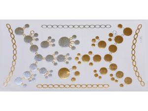 Gold Silver | Jewelry Flash Tattoo stickers W-082, 21x11cm