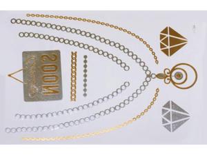 Gold Silver | Jewelry Flash Tattoo stickers W-084, 21x15cm - 2824064154