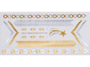 Gold Silver | Jewelry Flash Tattoo stickers W-085, 21x11cm - 2824064155