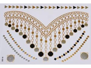 Gold Silver Black | Jewelry Flash Tattoo stickers W-088, 21x15cm - 2824064158