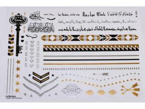 Gold Silver Black | Jewelry Flash Tattoo stickers W-089, 21x15cm - 2824064159