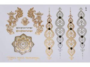 Gold Silver Black | Jewelry Flash Tattoo stickers W-091, 21x15cm - 2824064161