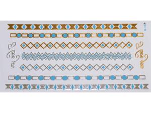 Gold Silver Blue | Jewelry Flash Tattoo stickers W-100C, 21x11cm - 2824064175