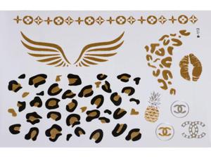 Gold Silver Black | Jewelry Flash Tattoo stickers W-113, 21x15cm - 2824064195