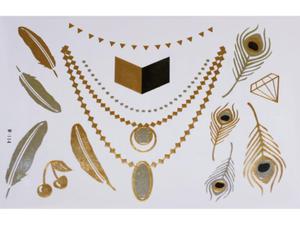 Gold Silver Black | Jewelry Flash Tattoo stickers W-114, 21x15cm - 2824064196