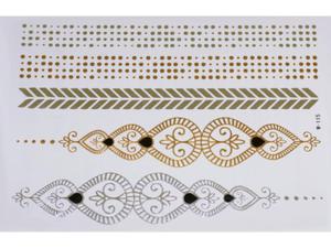 Gold Silver Black | Jewelry Flash Tattoo stickers W-115, 21x15cm - 2824064197