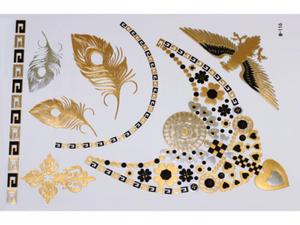 Gold Silver Black | Jewelry Flash Tattoo stickers W-116, 21x15cm - 2824064198