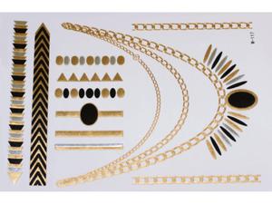 Gold Silver Black | Jewelry Flash Tattoo stickers W-117, 21x15cm - 2824064200