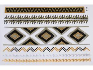 Gold Silver Black | Jewelry Flash Tattoo stickers W-118, 21x15cm