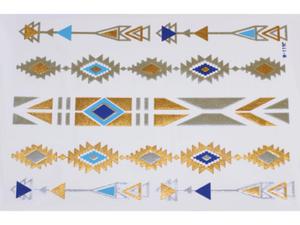 Gold Silver Blue | Jewelry Flash Tattoo stickers W-119C, 21x15cm - 2824064205