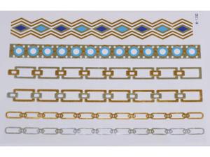 Gold Silver Blue | Jewelry Flash Tattoo stickers W-120C, 21x15cm - 2824064207