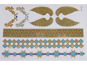 Gold Silver Blue | Jewelry Flash Tattoo stickers W-121C, 21x15cm - 2824064209