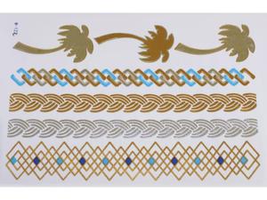 Gold Silver Blue | Jewelry Flash Tattoo stickers W-122C, 21x15cm - 2824064211