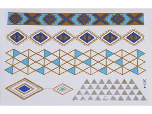 Gold Silver Blue | Jewelry Flash Tattoo stickers W-123C, 21x15cm - 2824064213